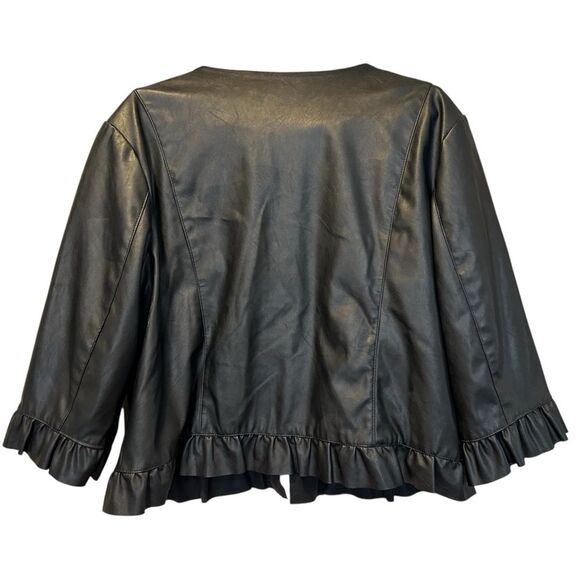 Roz & Ali Pleather Zipped Ruffle Biker Jacket 2x NWOTs - Picture 3 of 4